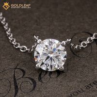 Collier pendentif en diamant de laboratoire rond brillant certifié IGI Goldleafgem, or 14 carats, solitaire, pour usage quotidien, collier de mariage