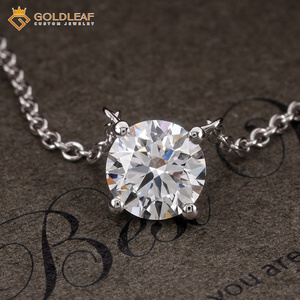 Collier pendentif en diamant de laboratoire rond brillant certifié IGI Goldleafgem, or 14 carats, solitaire, pour usage quotidien, collier de mariage - Product Image 1
