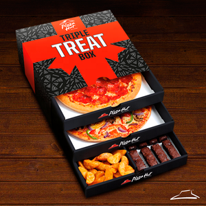 Boîte à Pizza personnalisée avec Logo, emballage alimentaire écologique, Triple boîte à friandises, blanc noir, 12 14 pouces, prix de gros - Product Image 2