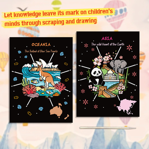 Nueva colección creativa de sellos de viaje global: libro de arte para rascar DIY colorido para niños, regalo perfecto para niños - Product Image 3