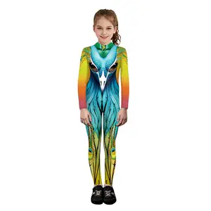 Nadanbao Halloween Kinder Overalls Kinder elastischer Körperanzug Karneval Cosplay Kostüm grüner langärmeliger Overall Zentai Großhandel