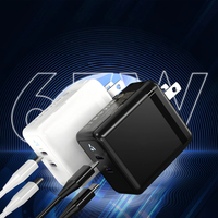 Pengisi Daya Tahan Api GaN 65W Dual Type-C Colokan AS Adaptor Pengisian Cepat PD Pengisi Daya Portabel Khusus untuk Perjalanan untuk Earphone