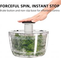Keuken groente droogbak plastic handmatige slacentrifuge met transparant deksel antislip groente fruit centrifuge droger