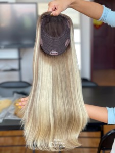 2026 New Design 7x9 Lace Closure Topper Mixed Color <b>Silky</b> Straight European Virgin Remy Human Hair Topper for Women - Product Image 4