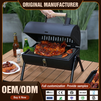 Barbecue portable multifonctionnel en acier thermolaqué antiadhésif avec double grille de cuisson, pour 3 à 5 personnes