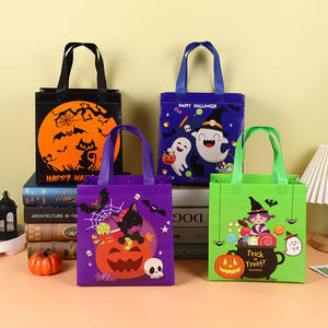 Sacs à friandises en non-tissé pour enfants, avec ruban et corde, couleurs personnalisables, pour Halloween - Product Image 2