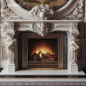 Diseño Popular tallado a mano francés independiente chimenea decorativa manto Carrara mármol blanco para Villa cocina uso al aire libre - Product Image 2