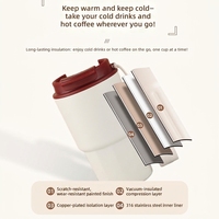 Mug isotherme en acier inoxydable de 480 ml avec couvercle à paille rabattable, pour voiture, bureau, usage quotidien, voyage, garde au chaud et au froid 6 à 12 heures