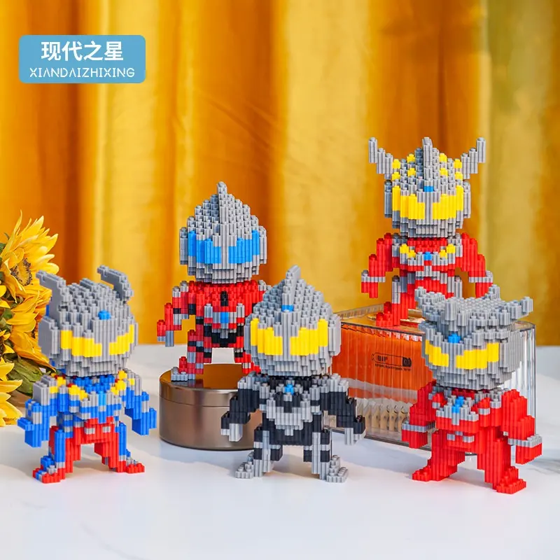 Ultraman Boy Patchwork yapı taşları microparticle ekleme eller beyin bulmaca geliştirme istihbarat oyuncaklar