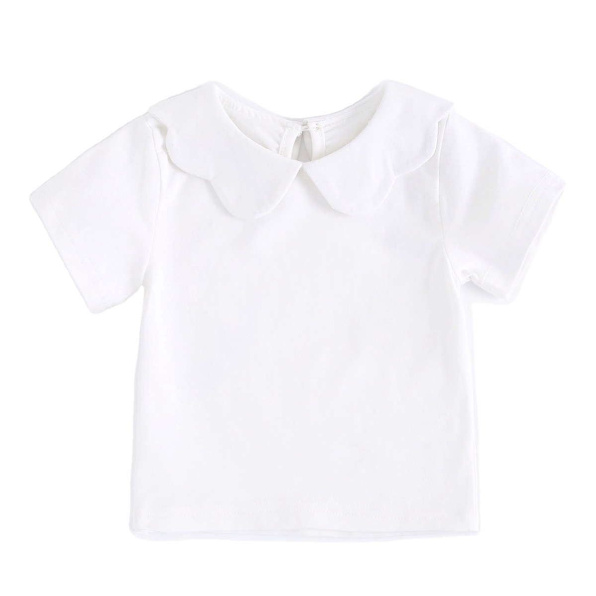 Enfants bébé 100% coton manches courtes chemise d'été filles chemise blanche unie