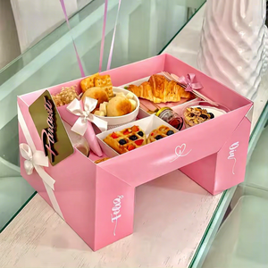 Caja de Papel Ecológica Rosa para Alimentos, Sushi, Crepas, <span class=keywords><strong>Hamburguesas</strong></span>, Chocolate, Repostería y Galletas, con Inserto, Venta al Por Mayor - Product Image 1