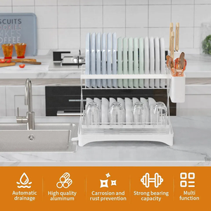 مطبخ متعدد الأغراض صلب أبيض حديث مقاوم للصدأ للتخزين قابل للطي تجفيف - Product Image 3