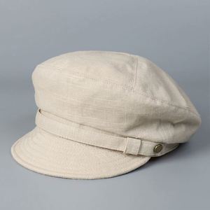 คอลเลคชั่นฤดูใบไม้ผลิ/ฤดูร้อน 2025 หมวกแฟชั่นทรงแบนเรียบง่ายสำหรับผู้หญิง หมวกเบเร่ต์ผ้าฝ้ายลินินเนื้อนุ่มสีพื้น - Product Image 1