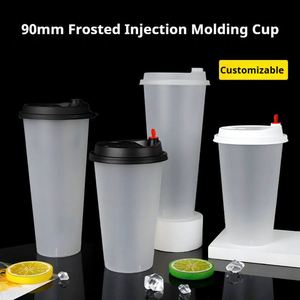 Vasos Desechables de Plástico PP con Logotipo Impreso, Transparentes o Esmerilados, de 12/16/20/24 oz, para Té de Burbujas Boba, Café Caliente, con Tapas, Venta al Por Mayor - Product Image 4