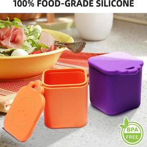Conteneur de stockage alimentaire 128 ml carré en silicone avec couvercle détachable à clipser pour la conservation de la fraîcheur, idéal pour les voyages et les épices de cuisine - Product Image 4