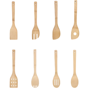 Ensemble d'ustensiles de cuisine écologiques en bambou, spatules en bois, outils de cuisson, compatibles lave-vaisselle et four, légers - Product Image 1