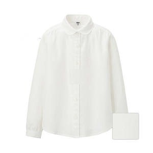Camisa Escolar de Algodón de Color Blanco Puro, Hermosa y a la Moda, Unisex para Niños - Product Image 1
