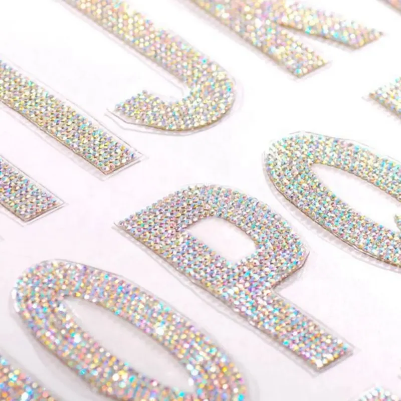 Small Size Free Shipping By Post Designer LOGO Rhinestone Letter Patches iron on Glass Crystal Rhinestones Applique Patches
