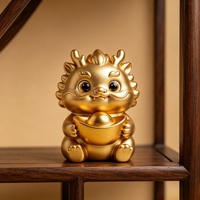 Figurine de dragon chinois en bronze personnalisée BZY tenant un lingot d'or, statue de créature mythique, décoration de richesse, vente en gros B2B