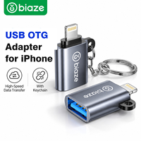 Adaptateur OTG Biaze iPhone L vers USB, convertisseur mâle iPhone L vers femelle USB pour clavier, souris, clé USB d'iPhone/iPad avec porte-clés