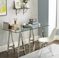 Escritorio de ordenador Venus Glass para uso en oficina Diseño de mesa elegante para espacio de trabajo
