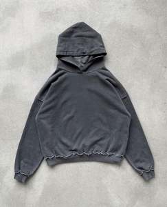 Sweat-shirt à capuche unisexe surdimensionné en molleton de coton de haute qualité OEM, délavé à l'acide, brodé, uni, printemps - Product Image 5