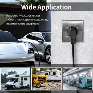 เต้ารับไฟฟ้าสำหรับงานหนัก NEMA14-50R/14-30R/14-60R/10-50R 30/50/60A, เต้ารับอุตสาหกรรม 125/250V พร้อมแผ่นยึดผนังและกล่องรวมสายไฟ - Product Image 5