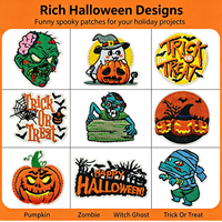 Patchs brodés auto-adhésifs Halloween (Chapeau de Sorcier, Citrouille, Zombie) et Badges brodés par machine pour Vêtements, Personnalisés, Vente en Gros