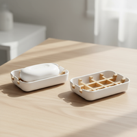 Boîte à savon écologique en bambou et amidon de maïs, support pour savon et dosettes de shampoing en bambou avec plateau de drainage pour salle de bain et cuisine