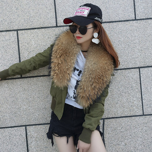 Di inverno Delle Donne Punk Fluffy <span class=keywords><strong>Pelliccia</strong></span> di Procione Collare Fodera Trapuntata Bomber Giacca Parka Faux Rex <span class=keywords><strong>Pelliccia</strong></span> di Coniglio Reale della <span class=keywords><strong>Pelliccia</strong></span> di Fox Della Ragazza della signora Delle Donne - Product Image 5