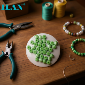 Perline verdi a strisce Ilan Abalorio da 10 mm per la creazione di gioielli - Product Image 3