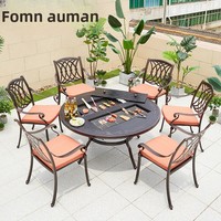Ensemble de table basse et de chaises en aluminium coulé pour l'extérieur, pour cour, balcon et villa - Imperméable