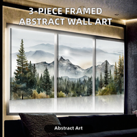 Lot de 3 tableaux encadrés sur toile, style Art Déco, peinture à l'huile de paysage, art mural en fer et bois de pin pour salon et chambre à coucher