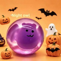 Bola Penghilang Stres Squishy Molasses Karet Halloween Glow-in-the-Dark Bestseller Lintas Negara, Lambat Mengembang, Bentuk Kepala Labu Pangsit