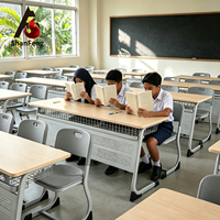 Meubles de classe robustes pour écoles, ensemble de bureau et chaise d'étude pour enfants, 3 places, vente en gros directe d'usine