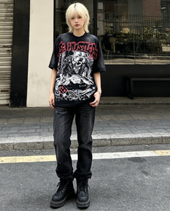 เสื้อยืดโอเวอร์ไซส์แขนยาวคอวี ผ้าคอตตอนถัก 100% พิมพ์ลายเรโทรแบบสั่งทำพิเศษ สไตล์วายทูเค สำหรับผู้ชาย ใส่ในฤดูหนาว - Product Image 3