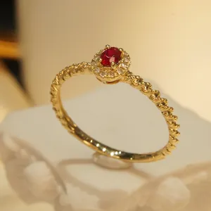 H&F 18K Gold Ring with Ruby Clustered Oval Cut .15ctw Custom 14K 9K Pure Gold Natural Diamond Gold Red Ruby Ring for Men