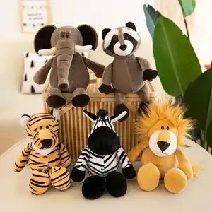 Best Selling Cute Cartoon Stuffed Elephant Monkey Giraffe Lion Tiger Jungle Zoo Animal Plush Toys For Kids