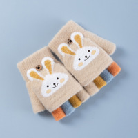 Shopify Agent de commande 2025 mode mignon hiver chaud tricot dessin animé demi doigt gant pour enfants en plein air