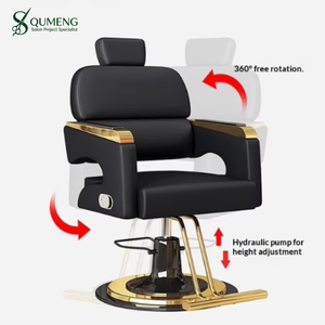 Hydraulic Silver <b>Recline</b> <b>Chair</b> Custom Salon <b>Chair</b> With Heavy Duty Base Height Adjustable Hair Cutting Styling <b>Chairs</b> for Salon - Product Image 3