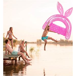 <span class=keywords><strong>Ensemble</strong></span> de 3 flotteurs gonflables en forme de lapin pour piscine, comprenant un <span class=keywords><strong>tube</strong></span> de piscine, une chaise de piscine et un hamac aquatique rempli de confettis argentés scintillants - Product Image 3