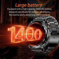 Montre connectée sport pour homme AK118, ronde, 1,7 pouces, moniteur de santé, appels Bluetooth, 1400 mAh, tracker d'activité, étanche IP68, pour extérieur
