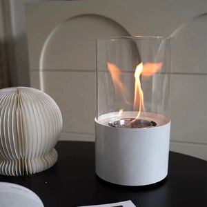 Table de foyer ronde autoportante <span class=keywords><strong>en</strong></span> métal pour intérieur, mini foyer d'appoint <span class=keywords><strong>en</strong></span> verre à éthanol/bioéthanol pour salon - Product Image 2