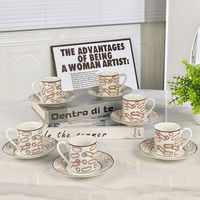 Juego de Té de Porcelana Fina de Lujo Moderno para el Hogar, 6 Tazas y 6 Platos, para Té de la Tarde, Resistente al Calor, Regalo Empresarial
