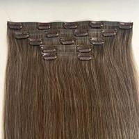 Extensions de cheveux à clips sans couture en cheveux humains Remy indiens naturels, double trame, fabrication mécanique