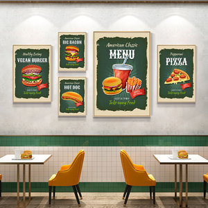 Cartel comercial de hamburguesa, pintura de comida, <span class=keywords><strong>Pizza</strong></span>, pollo frito, restaurante occidental, decoración de fondo de pared, núcleo de pintura - Product Image 2