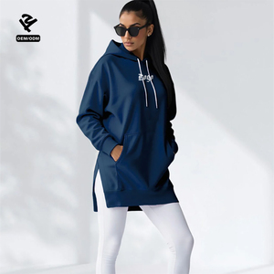 <span class=keywords><strong>Sweat</strong></span> à <span class=keywords><strong>capuche</strong></span> personnalisé automne femmes goutte-épaule <span class=keywords><strong>sweat</strong></span> décontracté avec <span class=keywords><strong>capuche</strong></span> à la mode Streetwear pull longue robe à <span class=keywords><strong>capuche</strong></span> pour les femmes - Product Image 2