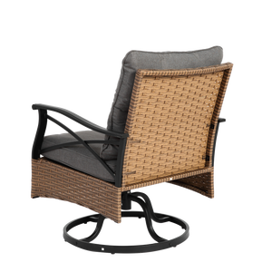 Juego de Muebles de Jardín de Mimbre Marrón de 3 Piezas, Sillas Giratorias Modernas, Duraderas, Gruesas y Cómodas, para Patio - Product Image 3