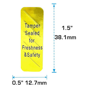 Gold Tamper Sealed Food Safety <b>Labels</b> Rectangular Self Adhesive Aluminum Foil Anti Counterfeit <b>Packaging</b> Sticker For Freshness - Product Image 2