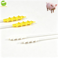Tige de reproduction artificielle en silicone à tête spirale pour porcs |   Vas deferens multicolores avec embout de fixation